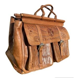 Force Ten || JUMBO Vintage Tooled Leather Duffel Weekend Bag